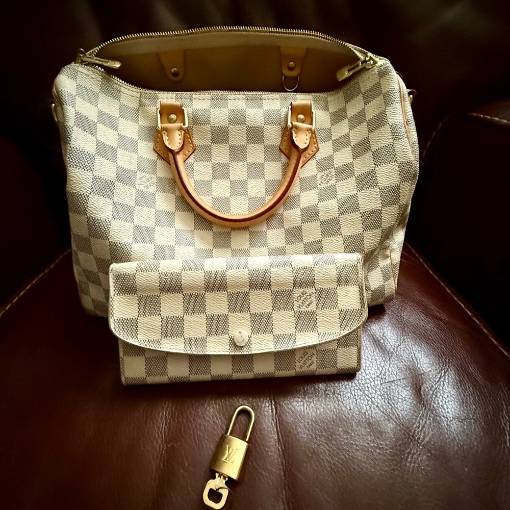 Louis Vuitton Speedy Bandoulière 30 Damier Azur canvas and wallet NO STRAP